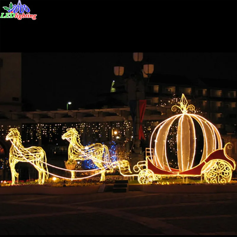 

Custom. led 3D motif outdoor decoration reindeer sleigh light