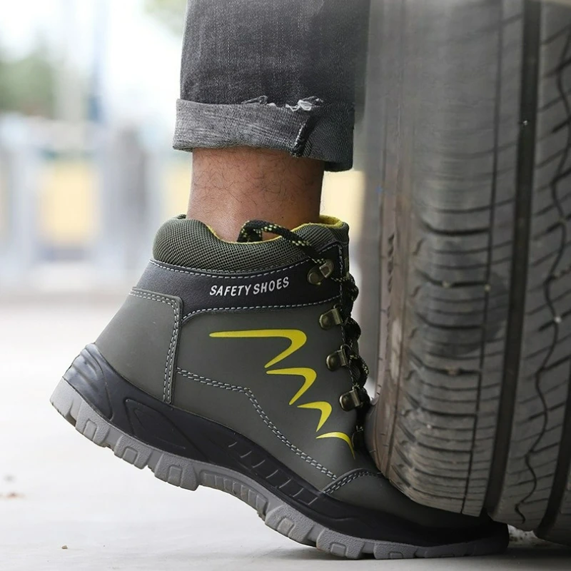 Men Safety Shoes Steel Toe Work Boots Puncture-Proof Non Slip Sneakers Waterproof Indestructible Boots Winter High Top Men Boots