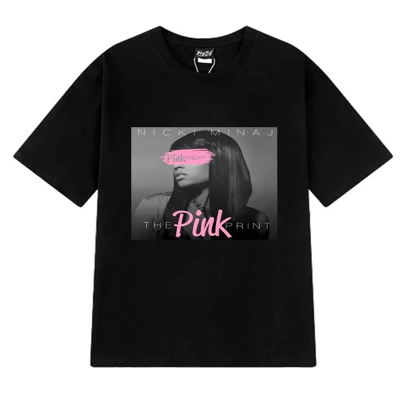

Rapper Nicki Minaj pinkprint vinyl cd cover Graphic T shirt Men Women vintage Hip Hop Tops Unisex Cotton short sleeve T-shirts