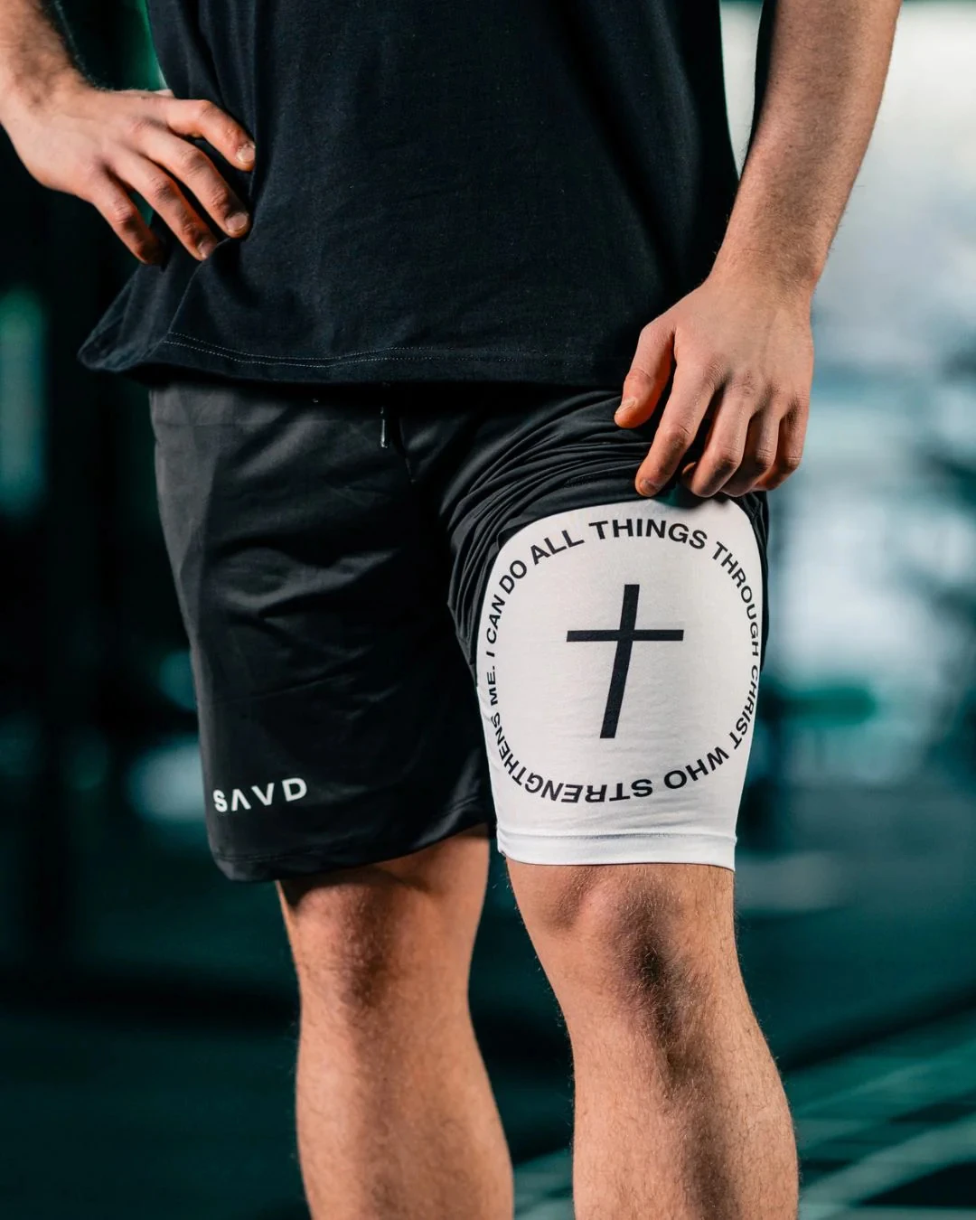 

'Strength in Christ' Men’s Performance Shorts with Letter Print Jogger Shorts for Men, Running Shorts with Pocket 2-in-1 Gym