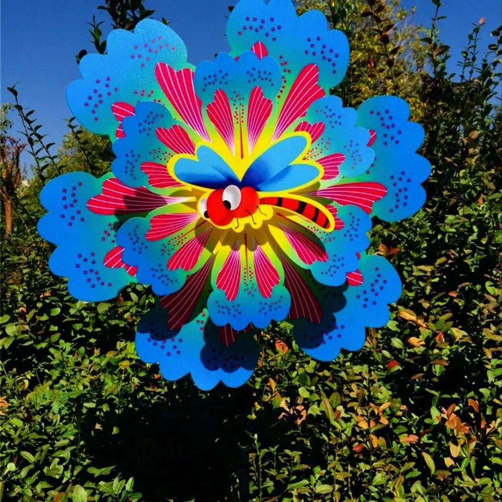 Multiestilos dos desenhos animados colorido tradicional moinho de vento colorido borboleta abelhas libélula girando girador de vento dupla camada pvc