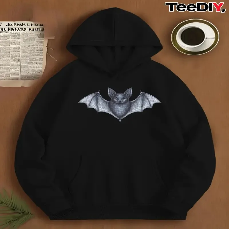 

Fall Winter Female Sweatshirt Clothes Plus Size Women Bat Floral Botanical Print Long Sleeve Pure Cotton Soft Fabric Lettering