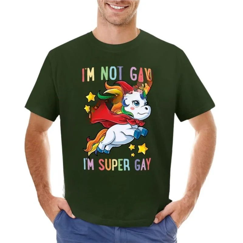 NEW Im not Gay Im Super Gay Unicorn LGBT Pride Shirt for Men Boys cat black tshirts for men graphic oversized harajuku summer