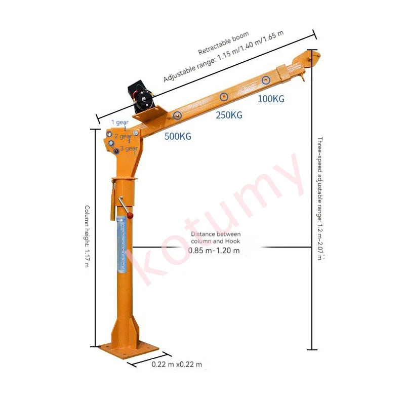 12V/24V/220V Truck Self-Provided Truck-Mounted Crane 500kg Household Electric Hoist Hoisting Locomotive