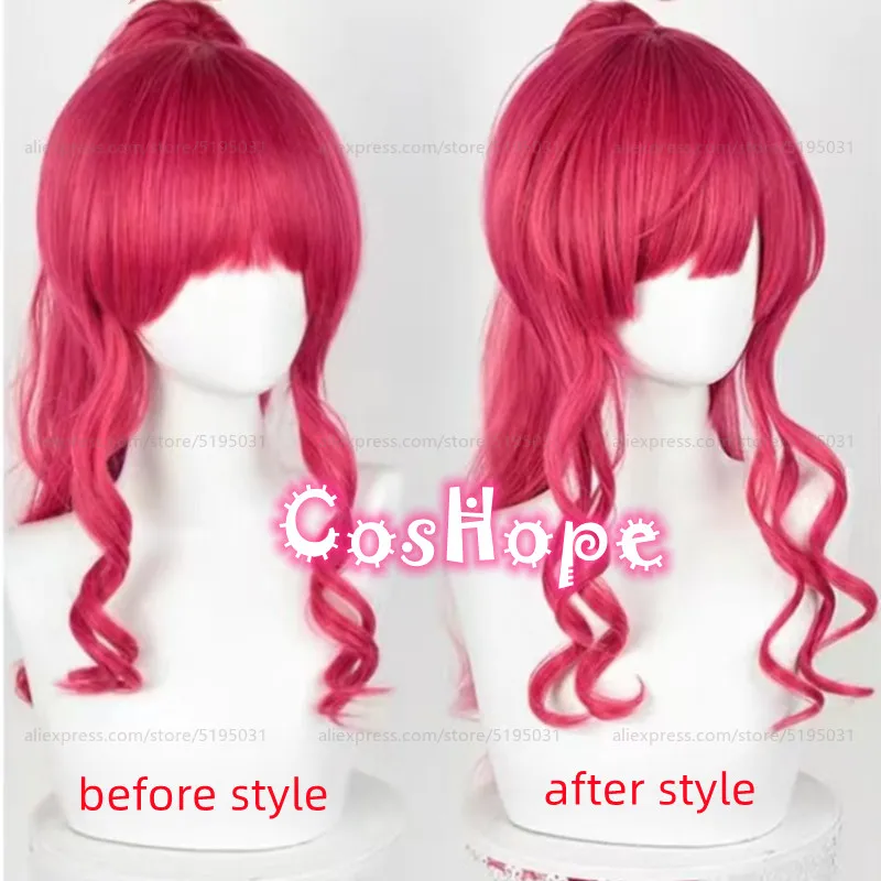 Pinkie Pie Cosplay Wig Pinkamena Diane Pie 70cm Wig with Ponytails Rose Red Wig Cosplay Anime Heat Resistant Synthetic Wigs