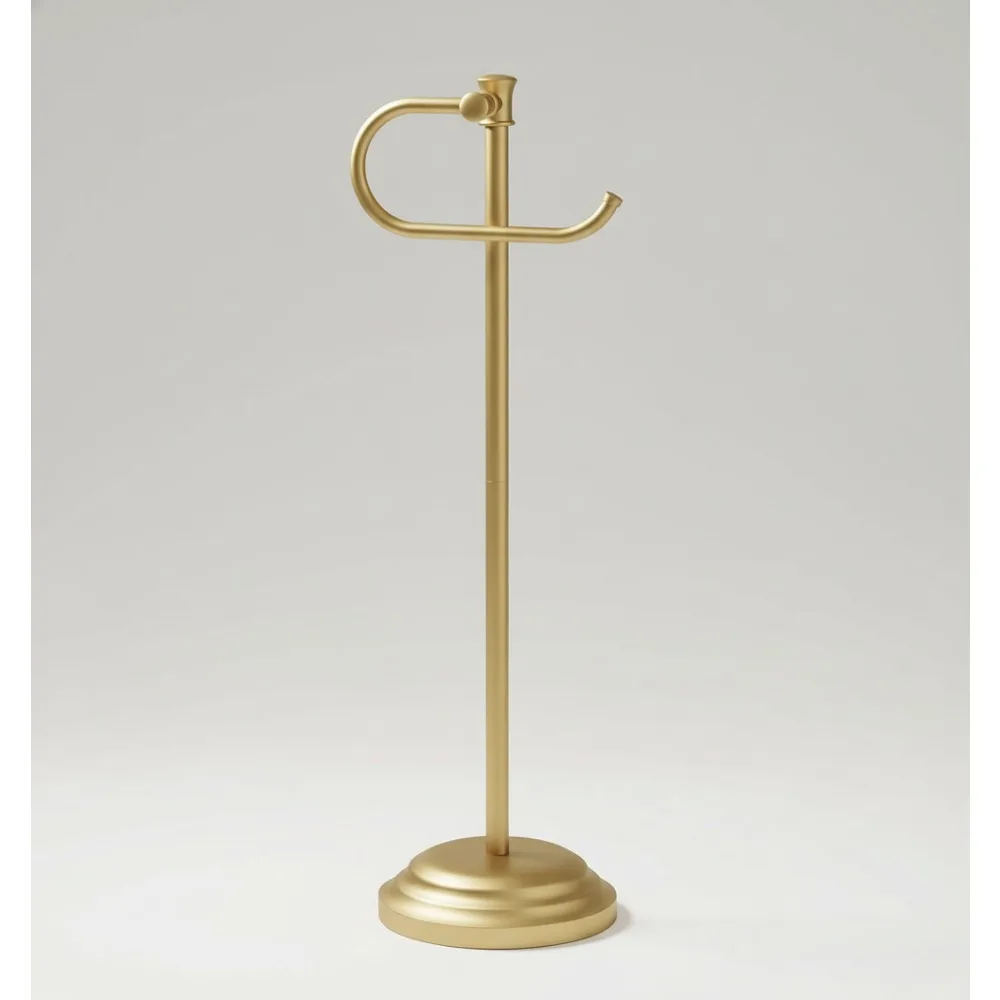 

Freestanding Toilet Paper Holder with Shelf Storage Stand for 4 Rolls, Brushed Gold Bathroom Organizer