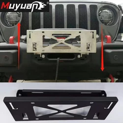 Porta-matrícula frontal com trava, Base de matrículas, Jeep Wrangler JK JL, Mover para cima e para baixo, preto e prata