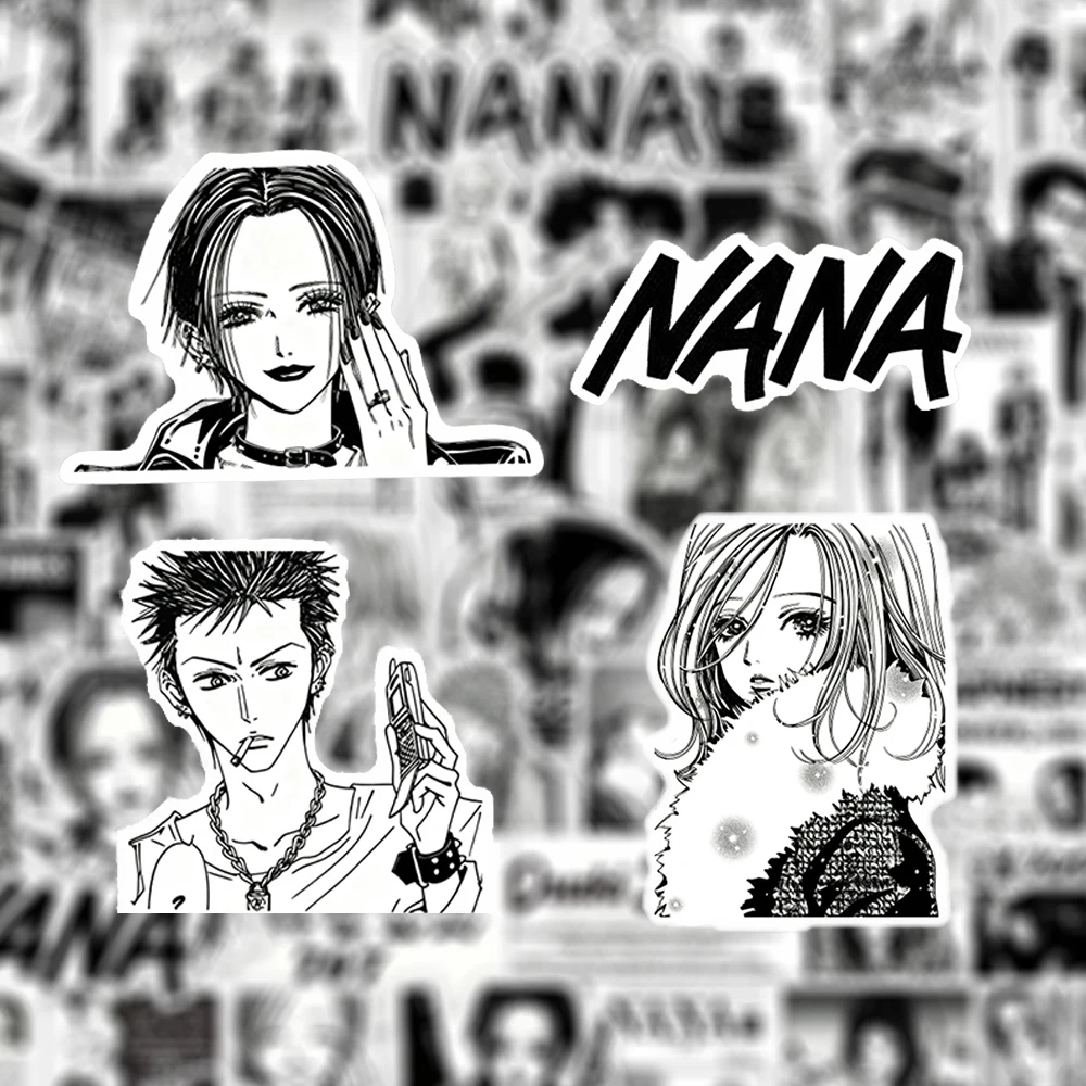 

10/30/52pcs Cartoon Nana Japanese Anime Stickers Black White Manga Graffiti Sticker Helmet Suitcase Phone Car Cool Decals Decor