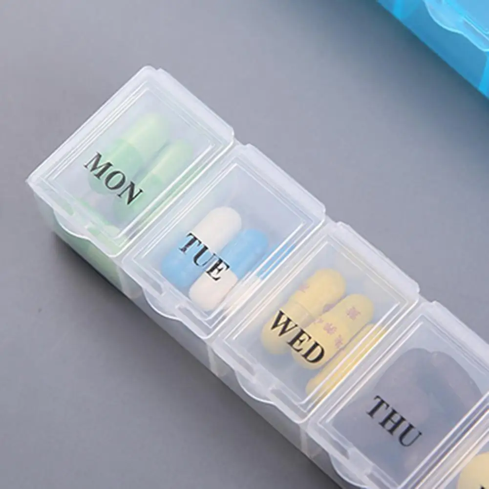 Pill Medicine Box 7 Grids Reminded Tablet Storage Pill Box Splitters Pill Case Organizer Good Sealing Dustproof Tablet Container