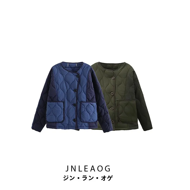 

Faionable Color Blo Design Women's Cotton Jaet Autumn New Sle JNLEAOG ort Outerwear Polyester Fabric Loose Fit