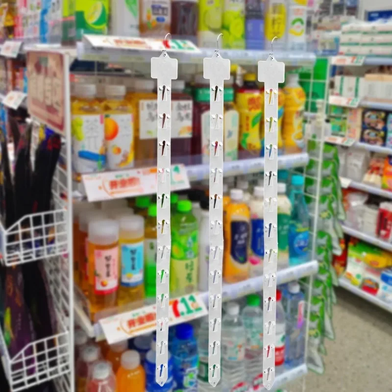 Plastic Snack Hanging Strips Store Hang Snacks Display Hanger with Hooks Supermarket Shelf Shop Merchandising Clip Strip Hooks