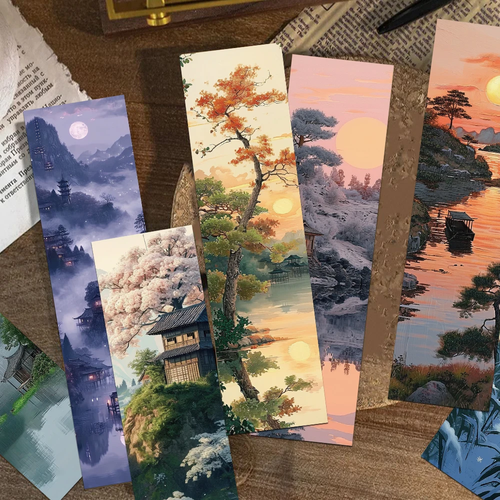 30 stücke Chinesischen Stil Landschaft Lesezeichen Dekoration Karte Lesen Seiten Bücher Kommentiert Schule Schreibwaren Kreative Geschenke
