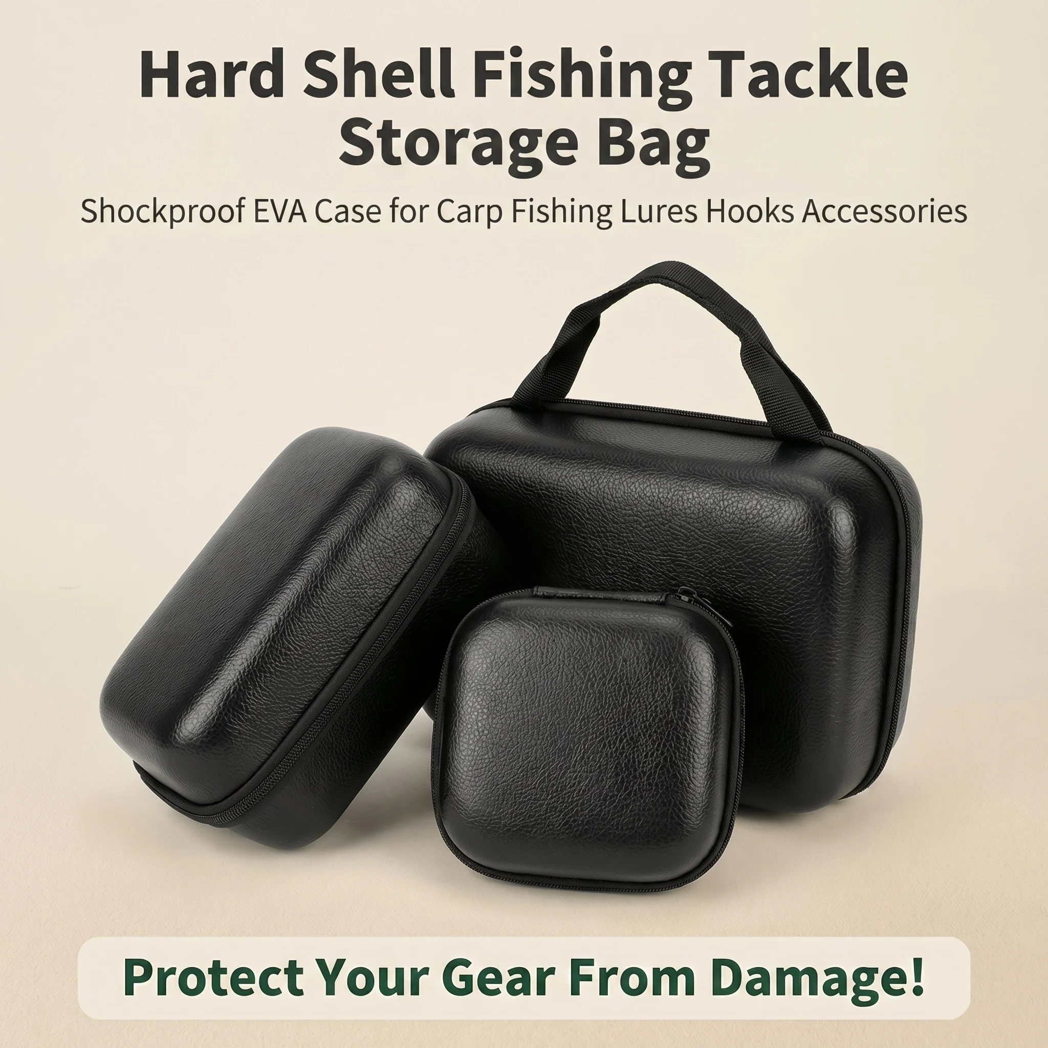 Hirisi S/M/L Spinning Fishing Bag PU Case Cover Fishing Reel Bag Shockproof Waterproof Fishing Tackle Storage Case