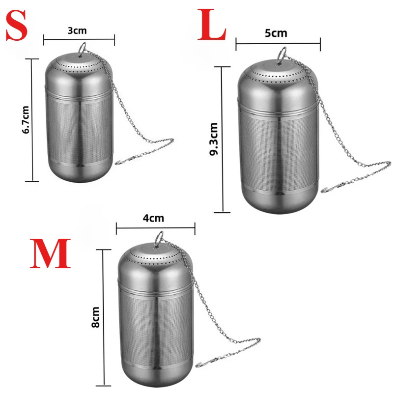 مصفاة شاي مع سلسلة من الفولاذ المقاوم للصدأ أوراق الشاي Infuser التوابل التوابل الكرة مصفاة إبريق الشاي غرامة شبكة القهوة تصفية Teaware #2