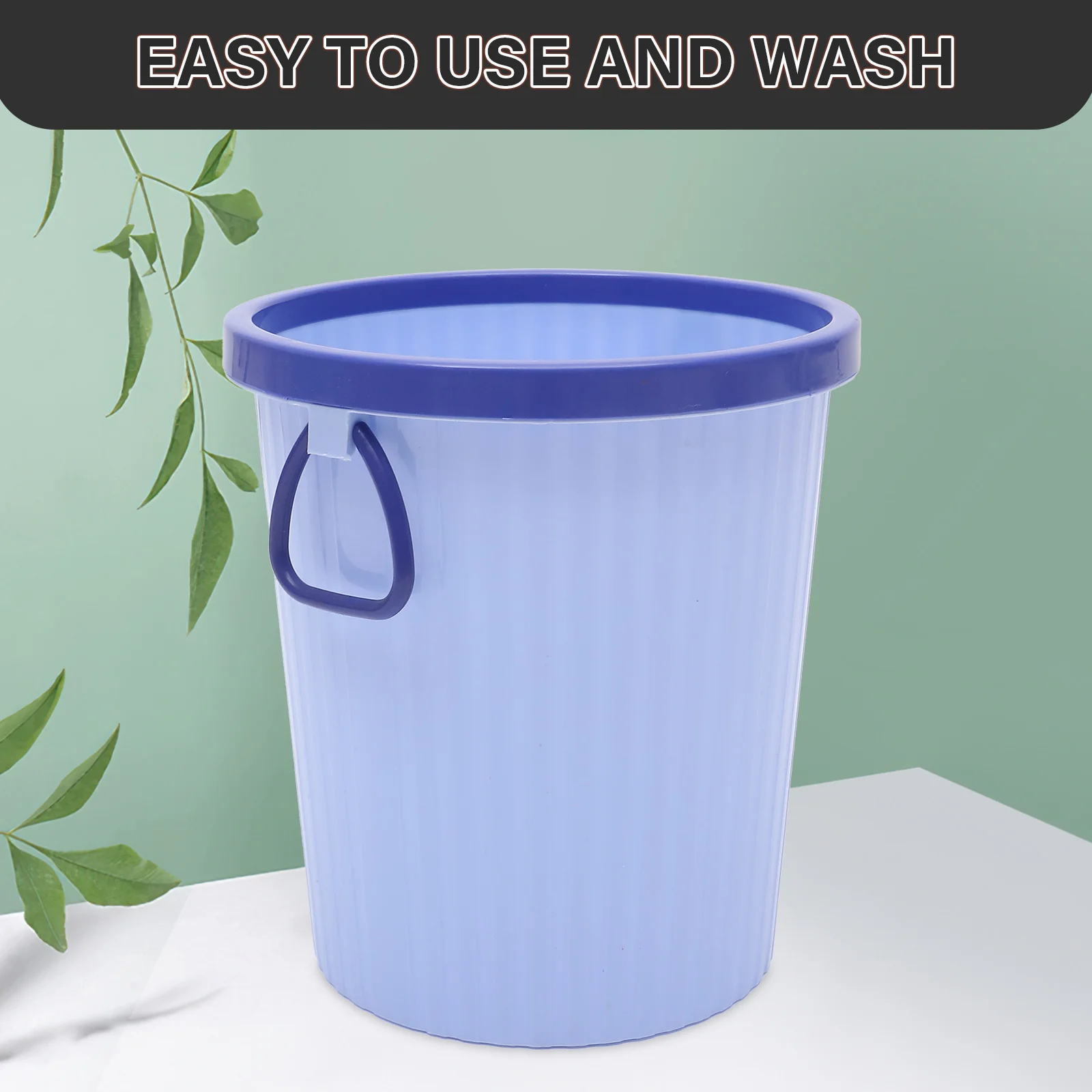 

1pc Kitchen Trash Can Garbage Bin Plastic Waste Container With Bag Holders Eco-Friendly Lightweight Modern Design Blue S Size