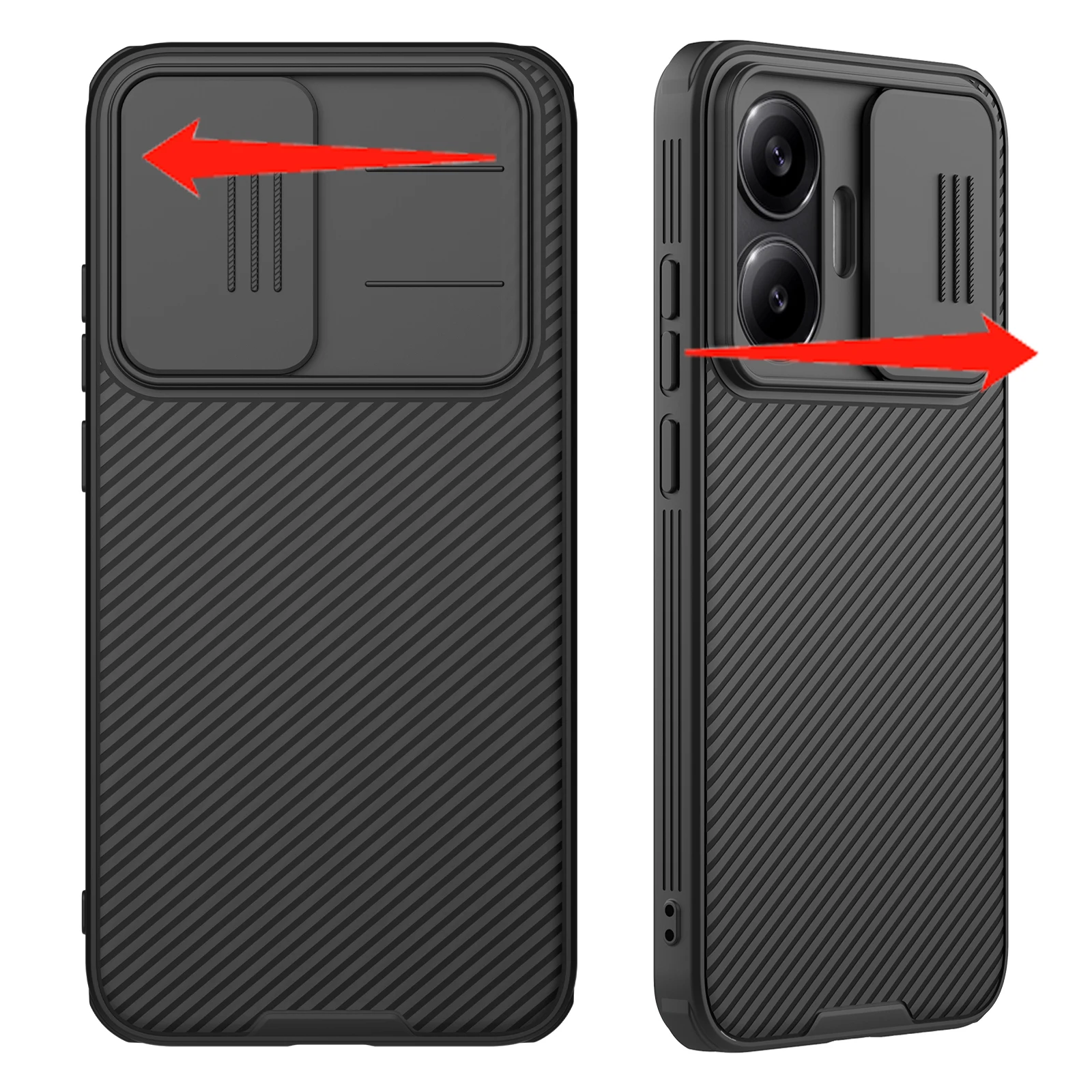 

NILLKIN for Xiaomi Poco F7 Case Slide Cover [ Lens Protection ] Airbag Corner Shockproof Anti-Fingerprint Hard Back Shell