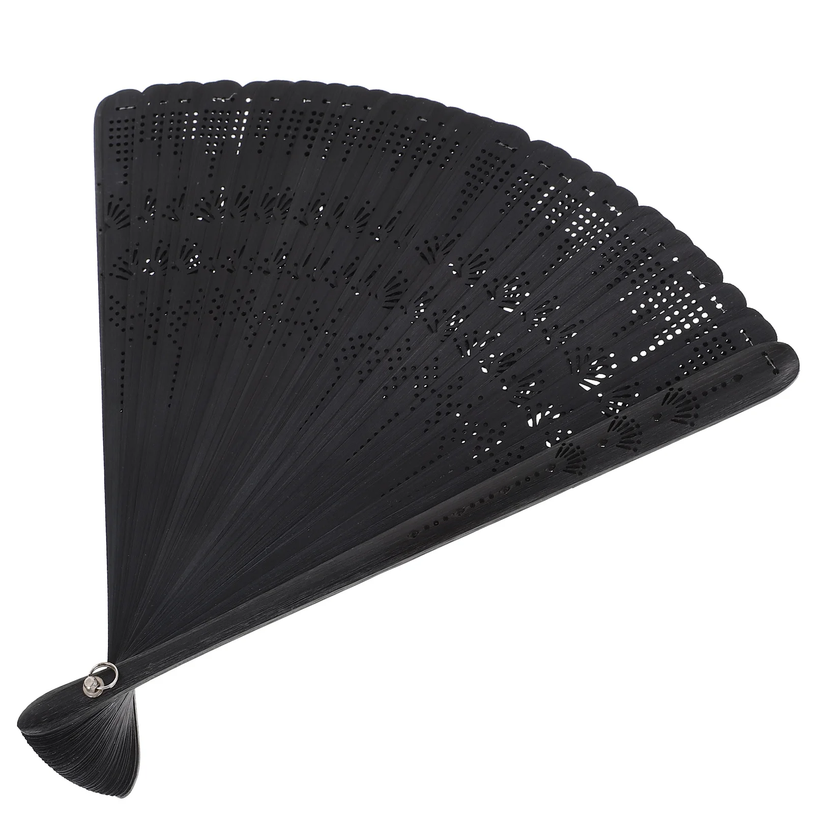 

Foldable Bamboo Fan Vintage Style Hand Fan for Ladies Portable Summer Accessory Stage Show Wedding Decor (Black)