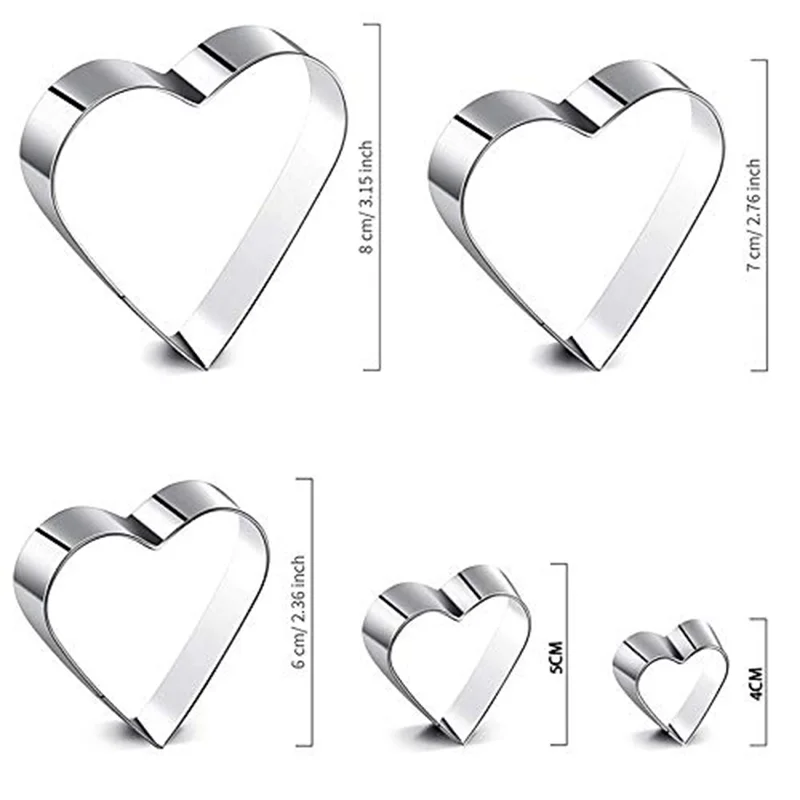 DIY Love Heart Stainless Steel Cookie Cutter Mould Biscuit Mold Fondant Pastry Cake Decorating Baking Tools Kitchen Bakeware