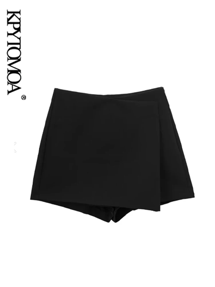 KPYTOMOA-Women's Asymmetric Shorts Skirts, High Waist, Side Zipper, Female Skort, Pareo Style, Chic Fashion