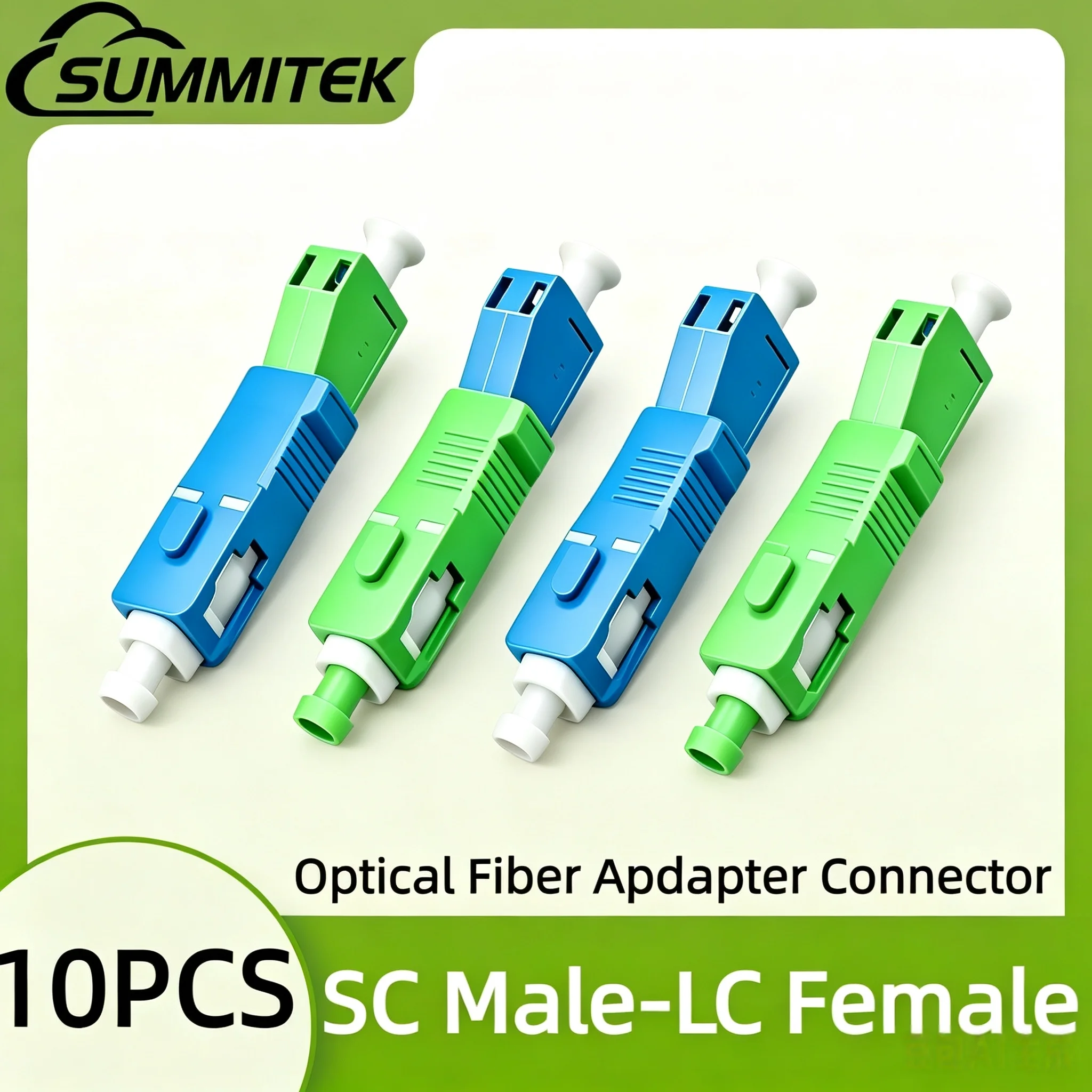 SUMMITEK 1pc Single Mode SC APC  Male to LC UPC Female Hybrid Optical Fiber Adapter Connector for Fiber FTTH Cable Tester