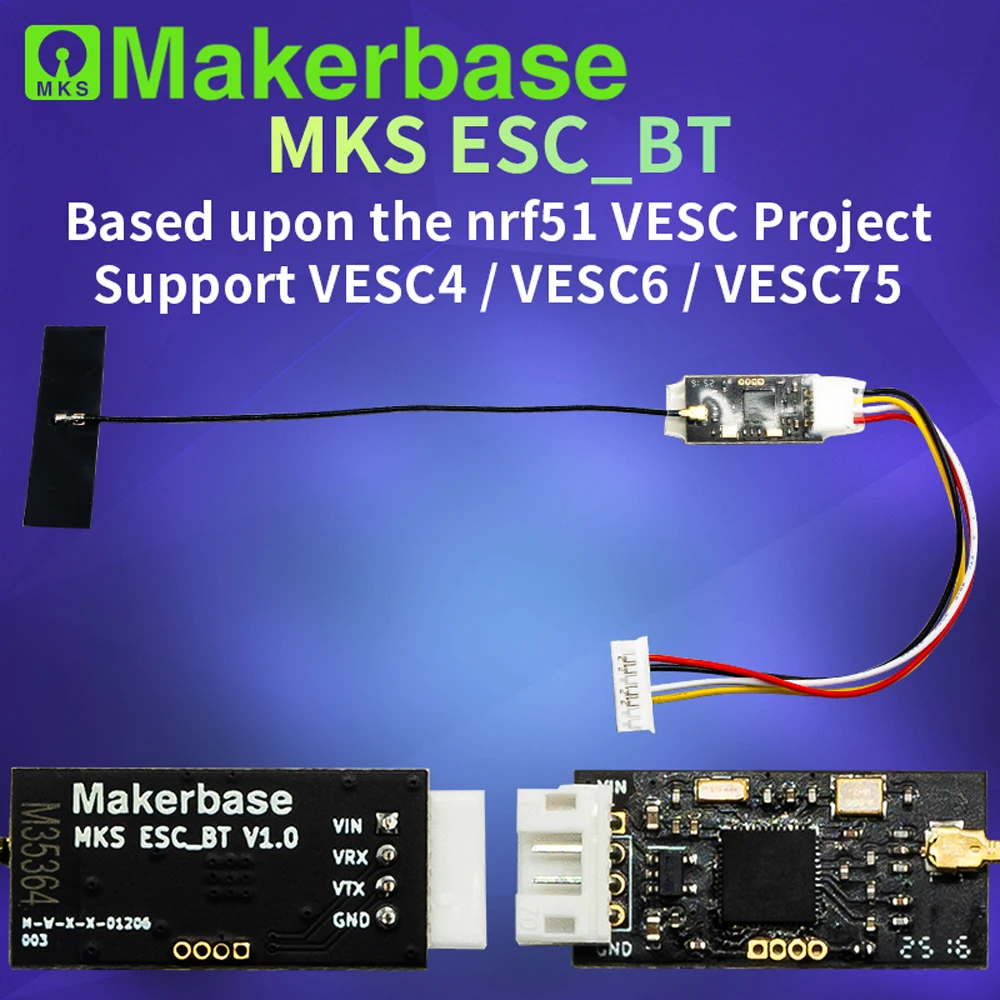 

Makerbase Wireless Bluetooth Module 2.4G for Electric Skateboard Based upon the nrf51_vesc project