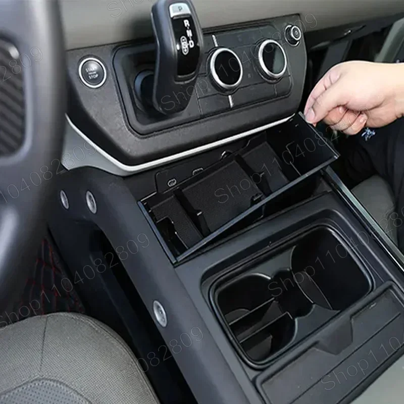 For Land Rover Defender 90 110 2020-2024 Car Styling ABS Black Car Central Storage Box Cover Phone Box Car Interior Accessories