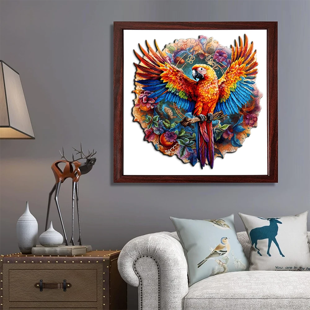 木製ジグソーパズル、マンダラ ハミングバード 大人と子供向けの木製パズル、ユニークな形の動物の木製パズル