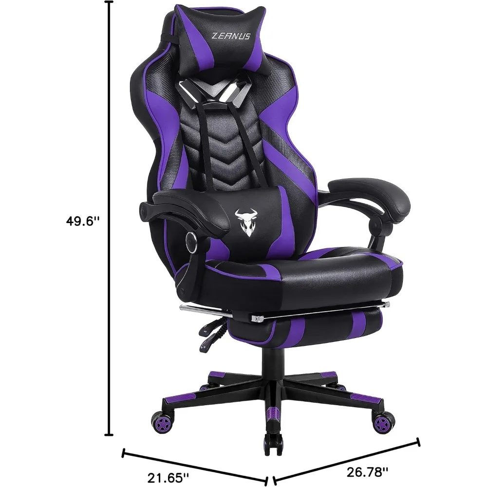 Purple Gaming Chair Reclining Computer Chair with Footrest High Back Gamer Chair