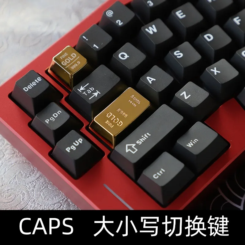 

Caps Lock Key Custom Metal Keycaps for Mechanical Keyboards Gold Bar Gold Brick Original Height CAPS