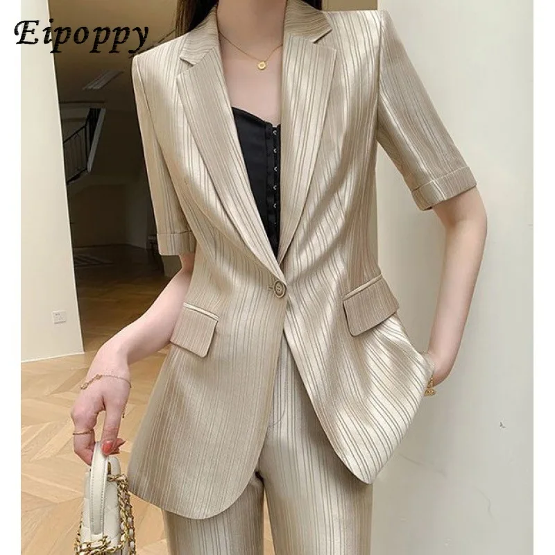 Small Suit Outfit Women's Summer Fashion Business Goddess Temperament Fashionable Imitation Acetate Suit