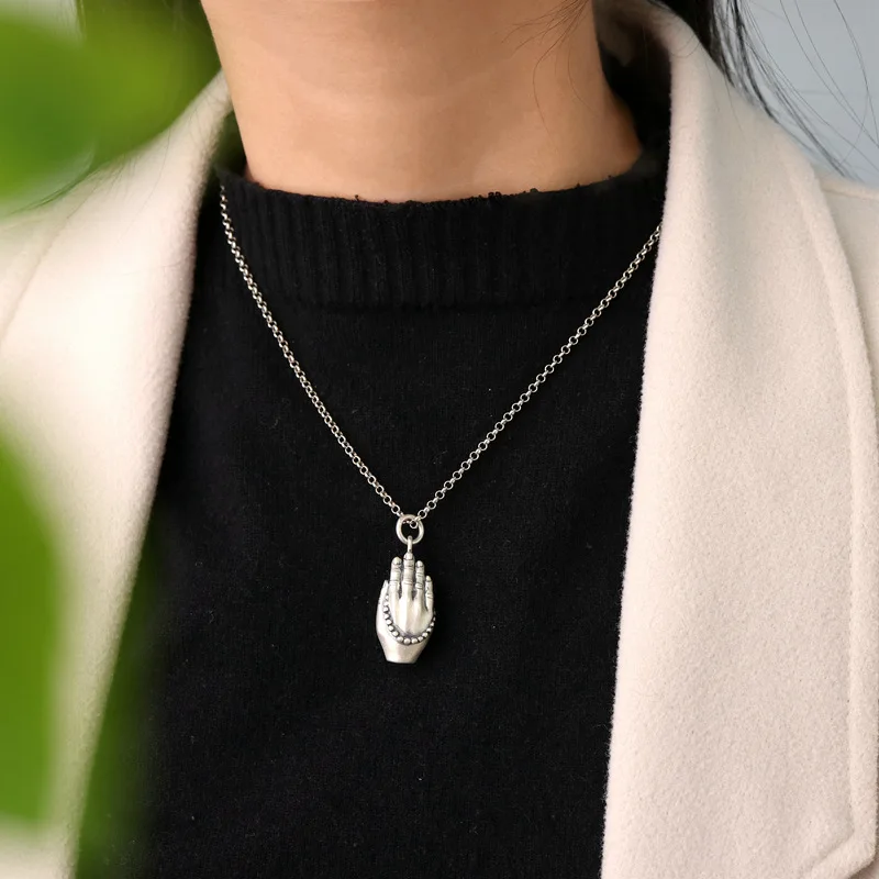 Collana con ciondolo a mano in preghiera con perline religiose retrò uomini e donne amuleti fortunati regali di gioielli alla moda