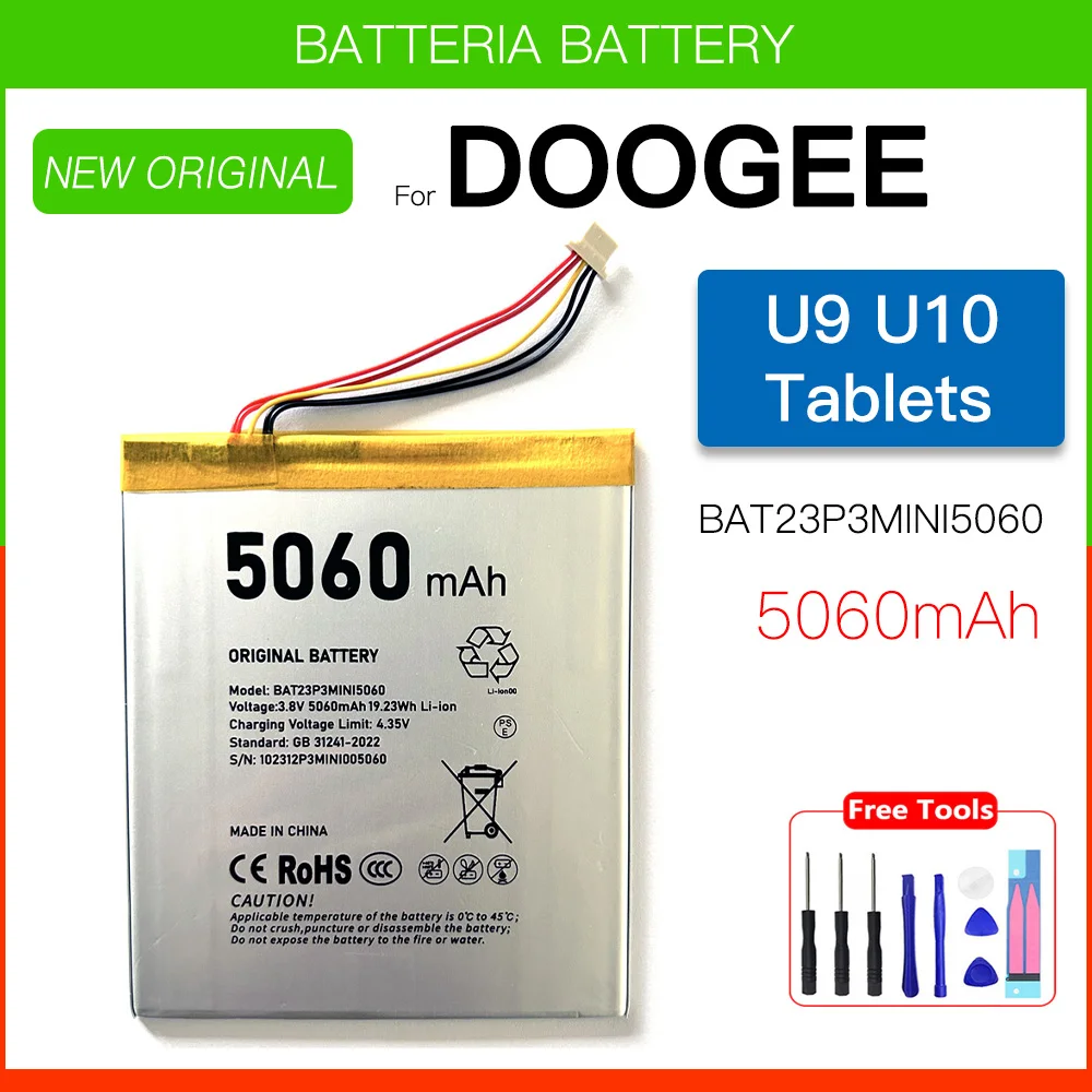 100% Genuine Brand New BAT23P3MINI5060 Battery 5060mAh For DOOGEE U9 U10 Tablets  Mobile Phone Accessories Batteries+Free tools