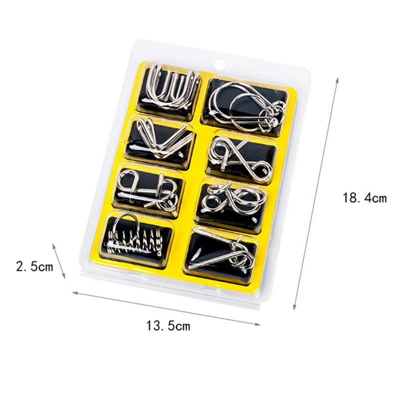 8-Piece Metal Brain Teaser Puzzle Set 6