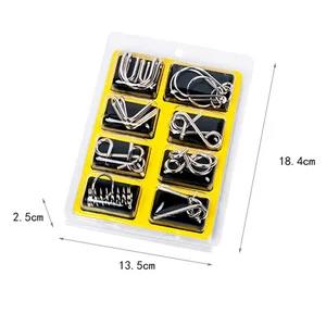 Metal Montessori Wire Puzzle para Adultos, QI, Mente, Quebra-cabeça, Jogo Interativo, Apaziguador, Brinquedos Educativos, Conjunto de 8Pc 6 principais vendas brinquedos lata - №1