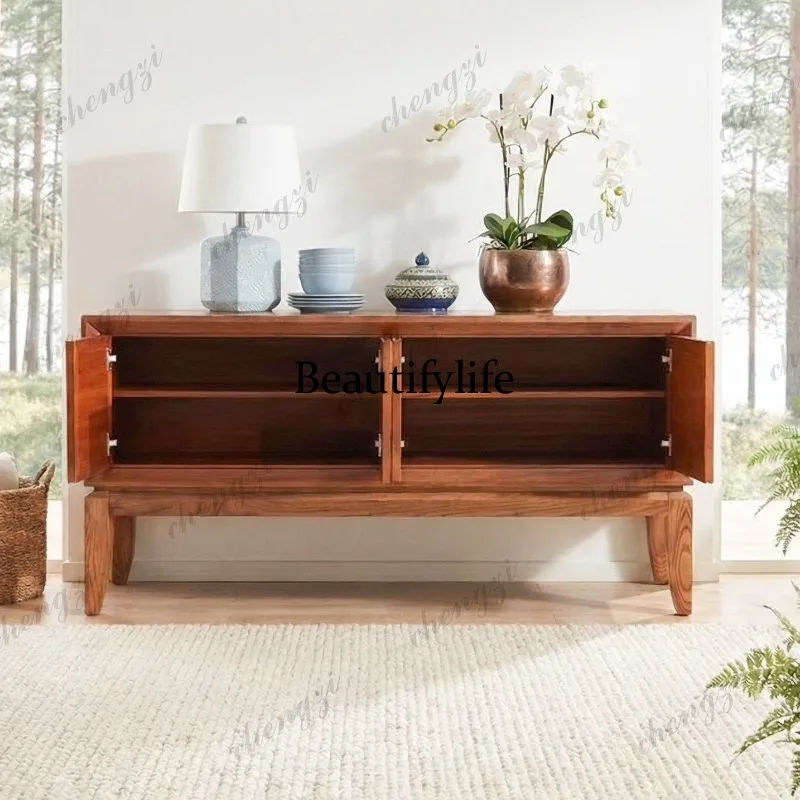 South East Asia retro solid wood dining side cabinet living room designer locker storage cabinet
