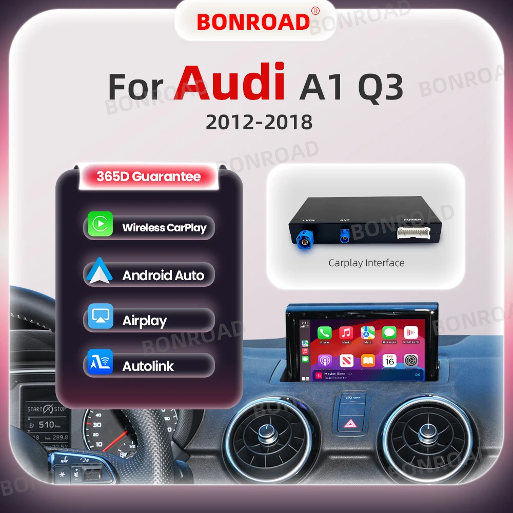 BONROAD Draadloze CarPlay Android Auto Interface Adapter voor Audi A1 Q3 2012-2018 RMC HNR met AirPlay Mirror Link - afbeelding 2