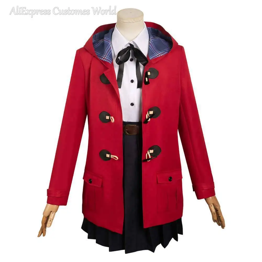 Anime Girls Band Cry NINA ISERI Cosplay Costume Iseri Nina Cosplay Red Coat Suits Full Set For Women Uniform Hallween Carnival