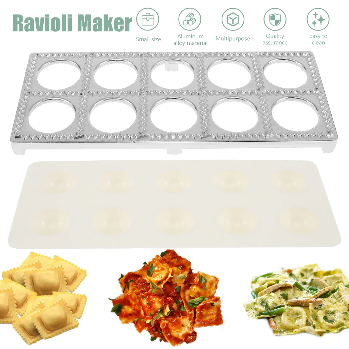 

Ravioli Maker with 10 Hole Safe Press Mold Premium Italian Mold Flower Shaped Pasta Cutter Tool Meat Pie Dumpling Maker for Home