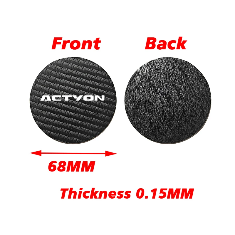 2 Pcs Car Interiors Carbon Fiber Leather Water Cup Pads For SsangYong ACTYON KORANDO KYRON MUSSO REXTON RHINQ RODIUS TIVOLI XLV