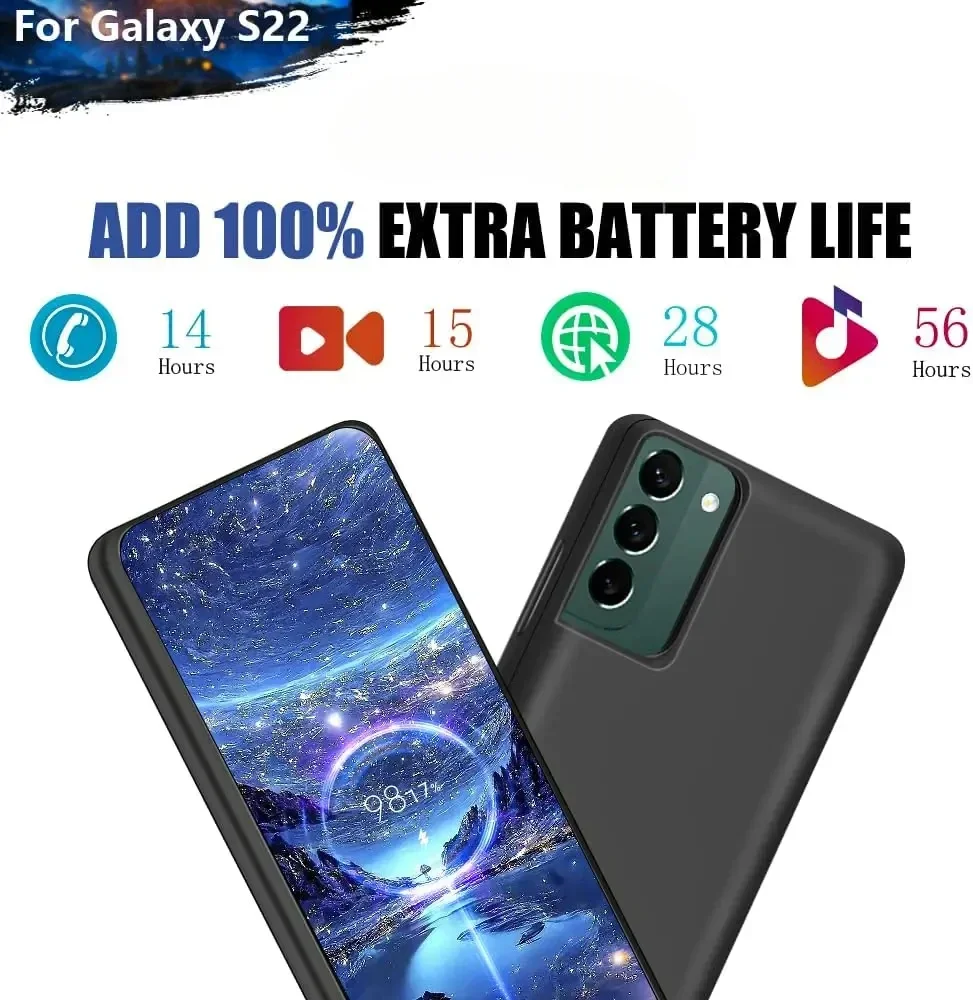

Модный дорожный чехол-аккумулятор 10000 мАч для Samsung Galaxy S22, S22+ Plus, S22 Ultra: зарядное устройство и чехол для телефона