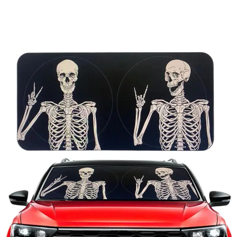 

Auto Shield Visor Protection Skull Type Car Window Shade Mesh Pad Sun Protection Heat Shield Windshield Sunshade