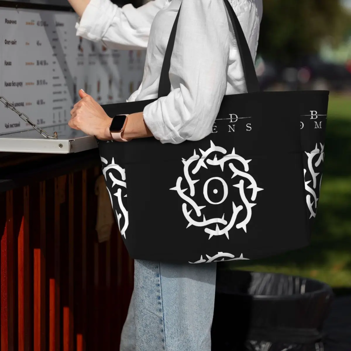 

Bad Omens Cover Art Пляжная большая сумка Спортивная сумка для занятий йогой в тренажерном зале Большая большая сумка Женская дорожная сумка Сумка для фитнеса