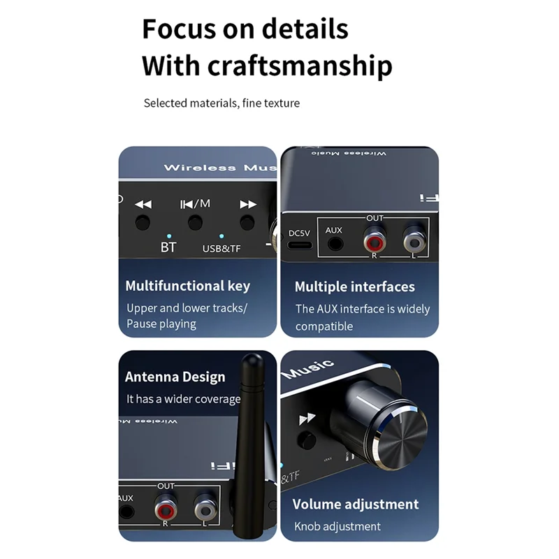 Receptor de Audio Bluetooth ABAC-5.4, adaptador de música estéreo HIFI, USB, disco U, adaptador inalámbrico de música estéreo HIFI, decodificación DSP