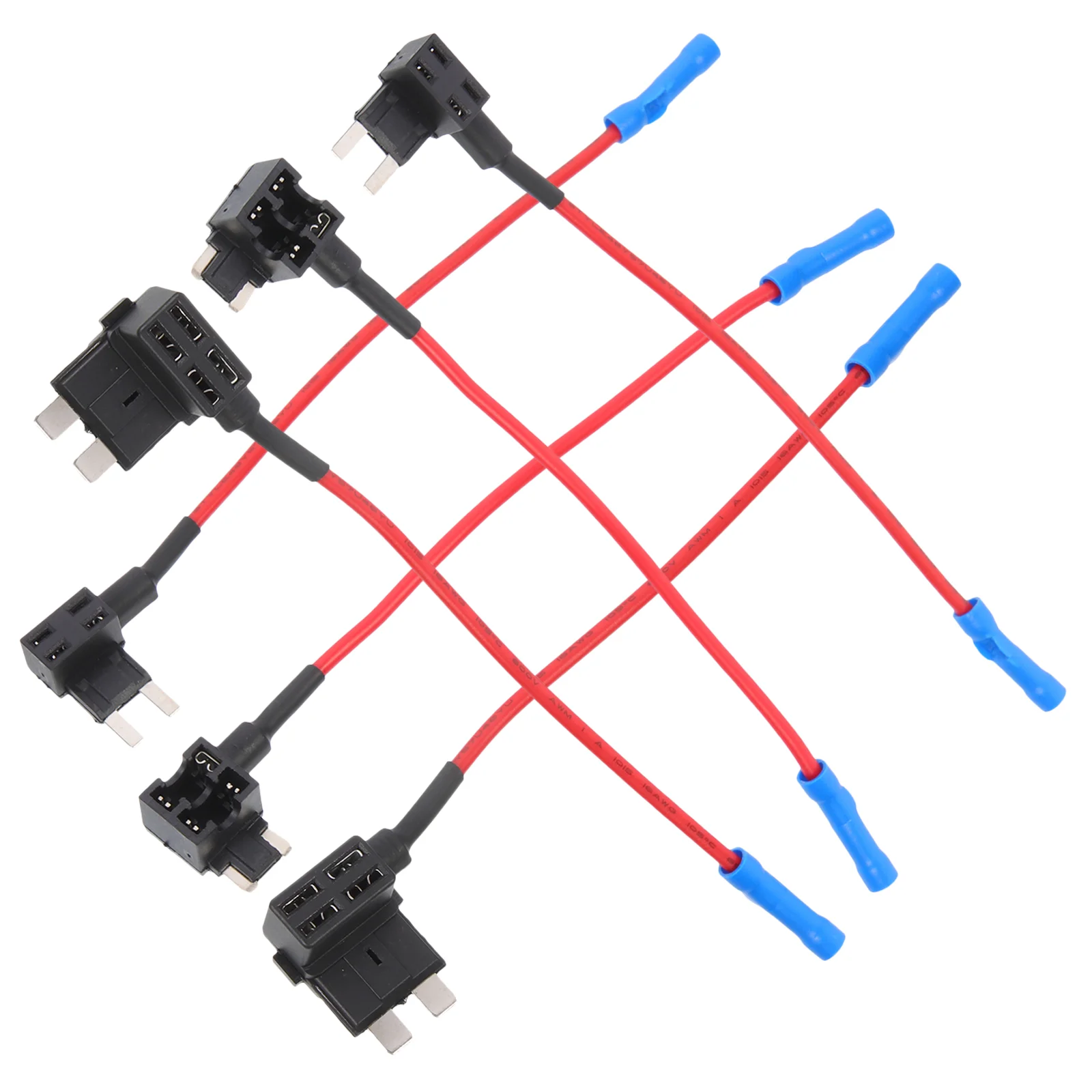 6 Pcs Car Fuse Automotive Replacement Holder Inline Blade The Switch Mini Tap Heavy Duty Taps Kit Copper Adapter