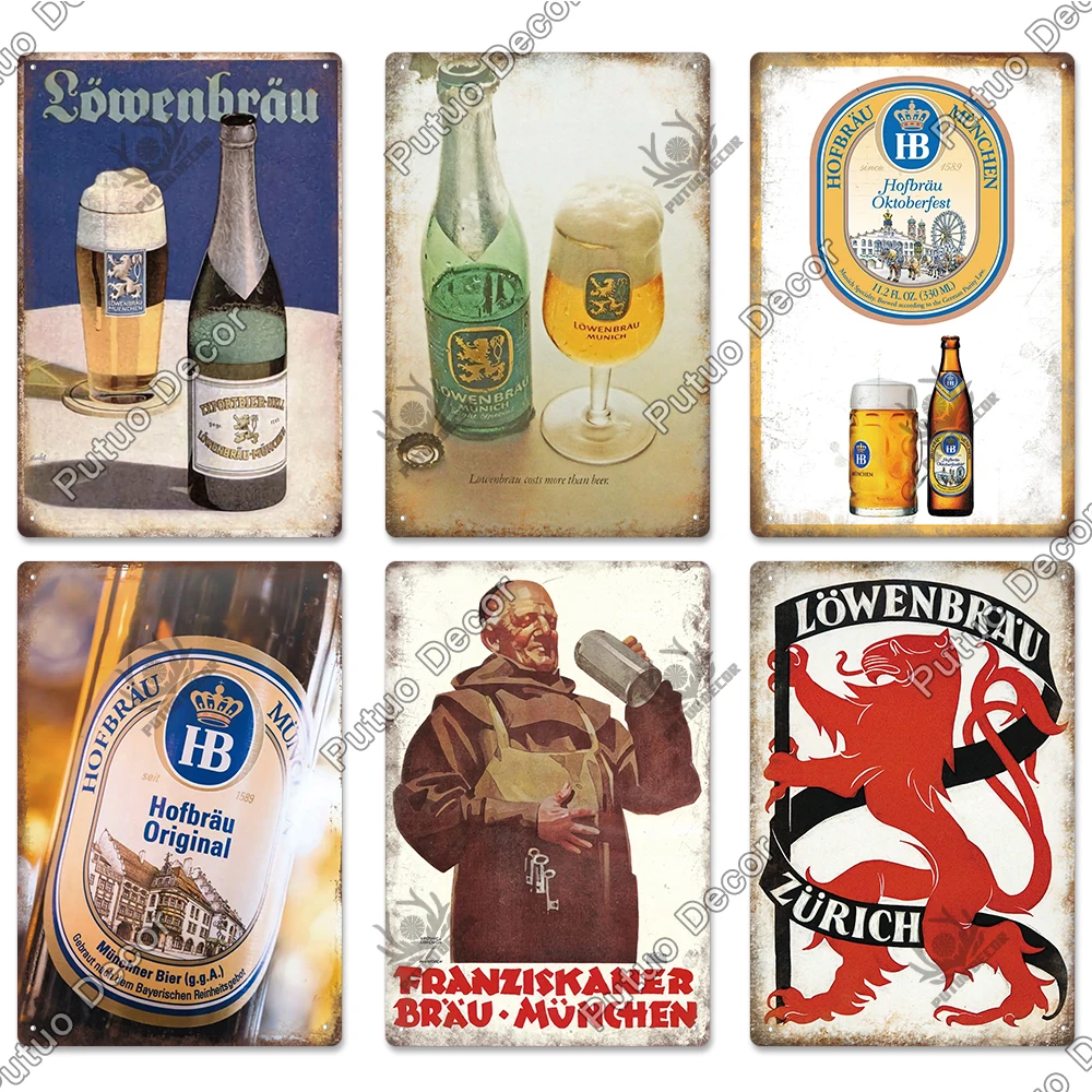 Putuo Decor Germany Beer Brand Metal Sign Plaque Metal Vintage Tin Sign Decoration for Pub Man Cave Kitchen Club Bar Home Decor