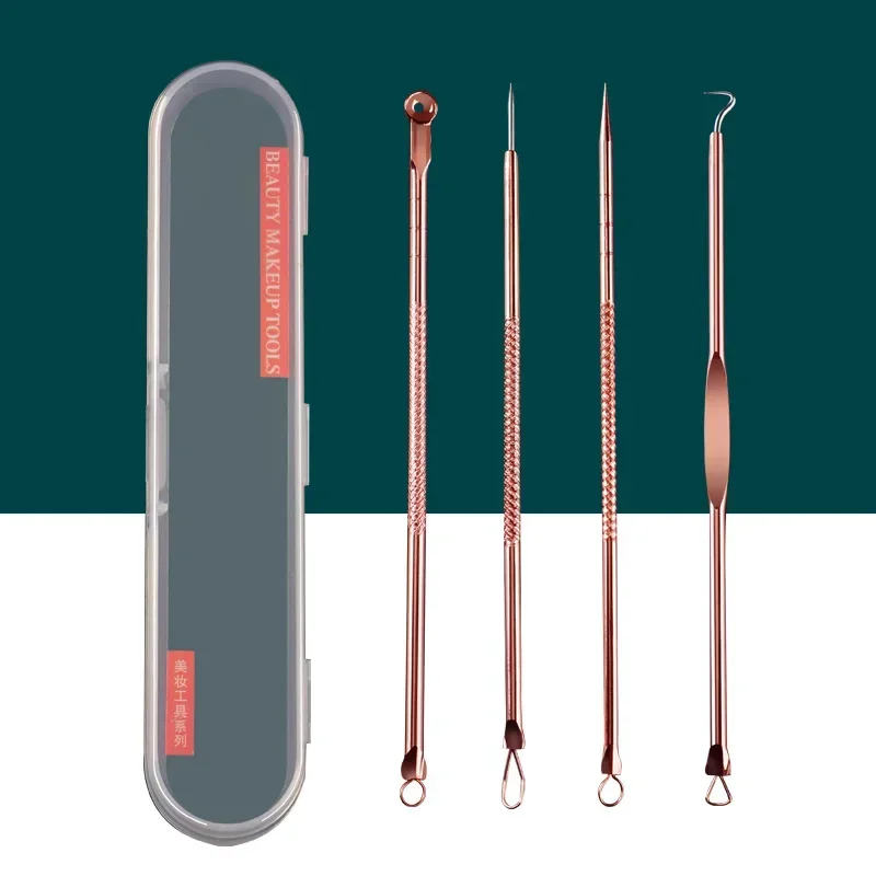4 STKS Mee-eter Verwijderen Naalden Zwarte Stippen Cleaner Roestvrij staal Spot Extractor Acne Behandeling Naald Set Gezicht Schoon Care Tool