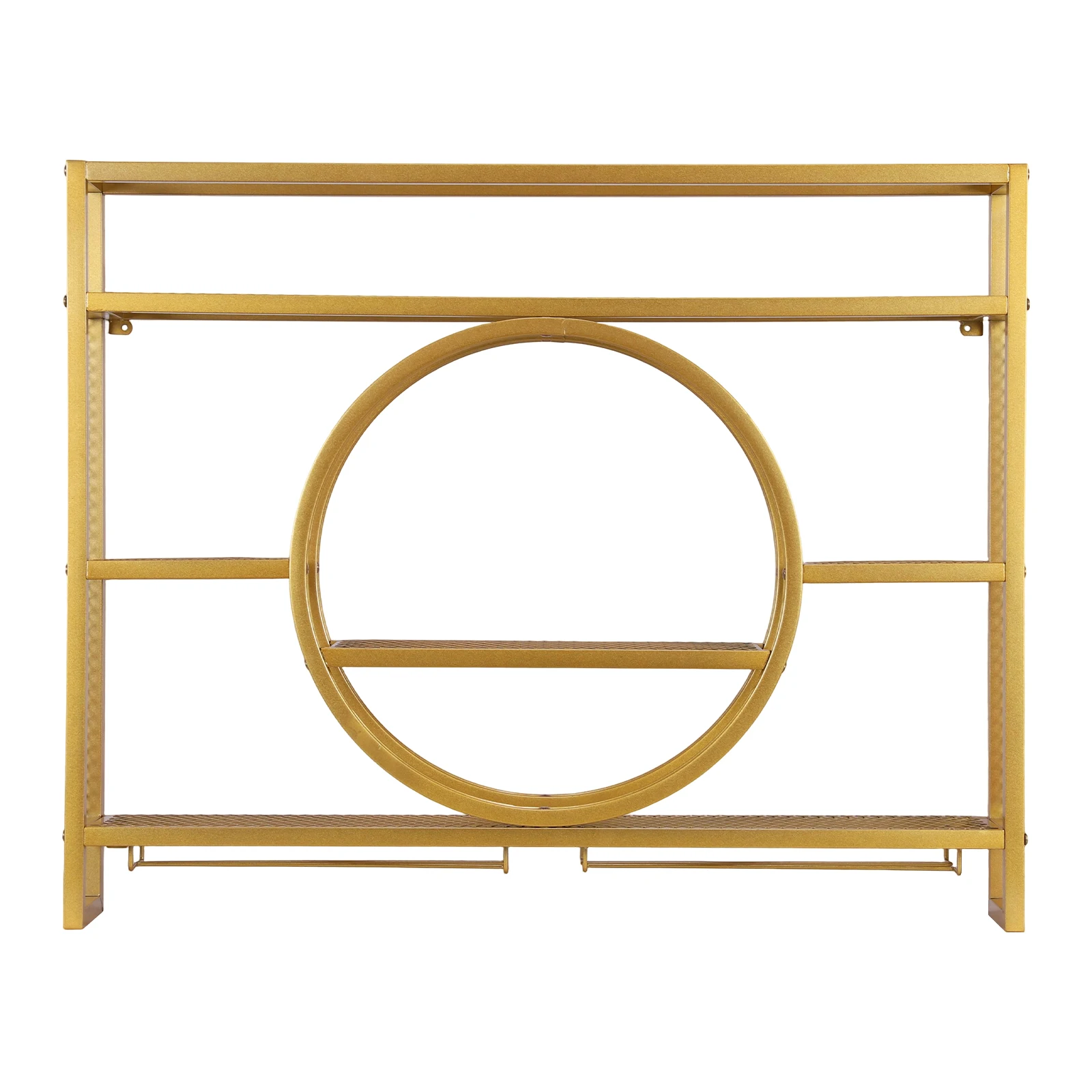 

Large Capacity Modern Liquor Shelves Metal Wine Rack Wall Mounted 3 Tier with LED Light with Wine Glass Holder for Home Cellar