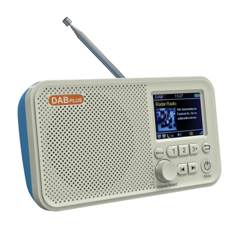 

Портативное цифровое радио DAB+ с цветным дисплеем, телескопической антенной, предустановленными станциями, чистым звуком и FM-приемником для дома и кемпинга
