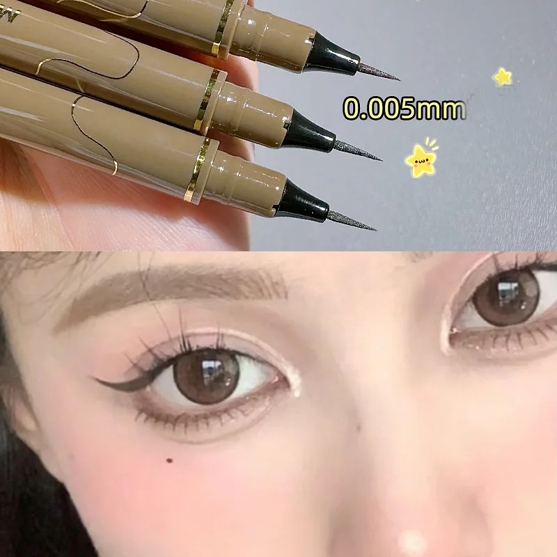 Quick Dry Liquid Eyeliner Pen Ultra-fine Matte Waterproof Black Brown Lasting Lying Silkworm Lower Eyelash Pencil Beauty Makeup