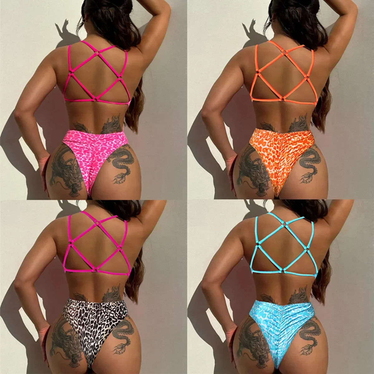 

Added color one-piece swimsuit 2025 European and American sexy swimsuit bikini